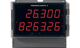 Large Dual Line Display Displays Flow Rate and Total Pulse Input